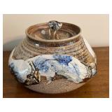Tom Krueger Pottery Lidded Jar with Unique Glaze