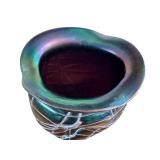 Art Nouveau Vase Pallme König and Habel Aubergine and Green Iridescent Shades