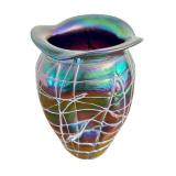 Art Nouveau Vase Pallme König and Habel Aubergine and Green Iridescent Shades
