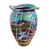 Art Nouveau Vase Pallme König and Habel Aubergine and Green Iridescent Shades