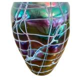 Art Nouveau Vase Pallme König and Habel Aubergine and Green Iridescent Shades