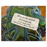 Antique Pallme König & Habel Art Nouveau Iridescent Fadendekor Green Glass Vase