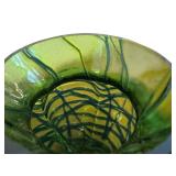 Antique Pallme König & Habel Art Nouveau Iridescent Fadendekor Green Glass Vase