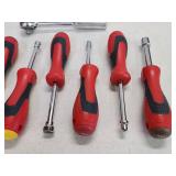 Assorted Screw Drivers and 1/4" Standard Socket Set