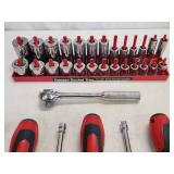 Assorted Screw Drivers and 1/4" Standard Socket Set