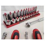 Assorted Screw Drivers and 1/4" Standard Socket Set