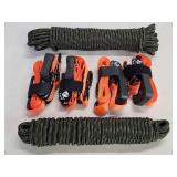 (4) Orange Ratchet Straps with (2) Tie Down Ropes