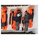(4) Orange Ratchet Straps with (2) Tie Down Ropes