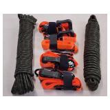 (4) Orange Ratchet Straps with (2) Tie Down Ropes