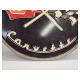 Chevrolet Corvette Round Pressed Metal Sign