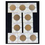 (10) Assorted UK Great Britian One-Penny Coins