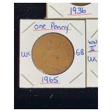 (10) Assorted UK Great Britian One-Penny Coins