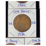 (10) Assorted UK Great Britian One-Penny Coins