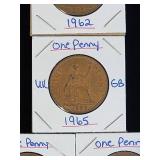 (10) Assorted UK Great Britian One-Penny Coins