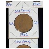 (10) Assorted UK Great Britian One-Penny Coins