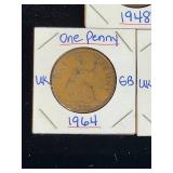 (10) Assorted UK Great Britian One-Penny Coins