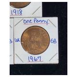 (10) Assorted UK Great Britian One-Penny Coins