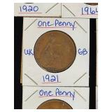 (10) Assorted UK Great Britian One-Penny Coins