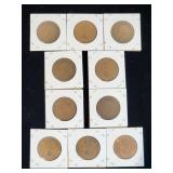 (10) Assorted UK Great Britian One-Penny Coins