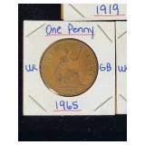 (10) Assorted UK Great Britian One-Penny Coins