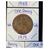 (10) Assorted UK Great Britian One-Penny Coins