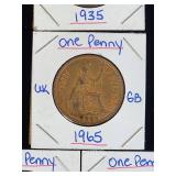 (10) Assorted UK Great Britian One-Penny Coins