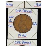 (10) Assorted UK Great Britian One-Penny Coins