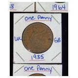 (10) Assorted UK Great Britian One-Penny Coins