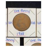 (10) Assorted UK Great Britian One-Penny Coins