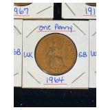 (10) Assorted UK Great Britian One-Penny Coins