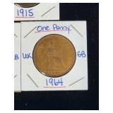(10) Assorted UK Great Britian One-Penny Coins