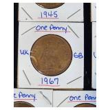 (10) Assorted UK Great Britian One-Penny Coins