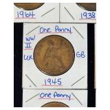 (10) Assorted UK Great Britian One-Penny Coins