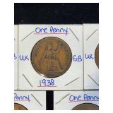 (10) Assorted UK Great Britian One-Penny Coins