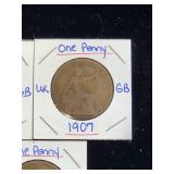 (10) Assorted UK Great Britian One-Penny Coins