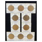 (10) Assorted UK Great Britian One-Penny Coins