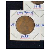 (10) Assorted UK Great Britian One-Penny Coins
