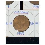 (10) Assorted UK Great Britian One-Penny Coins