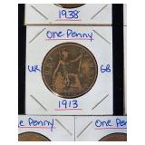 (10) Assorted UK Great Britian One-Penny Coins