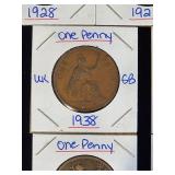 (10) Assorted UK Great Britian One-Penny Coins