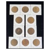 (10) Assorted UK Great Britian One-Penny Coins