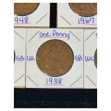 (10) Assorted UK Great Britian One-Penny Coins