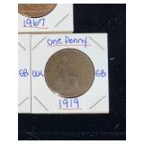 (10) Assorted UK Great Britian One-Penny Coins