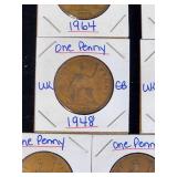 (10) Assorted UK Great Britian One-Penny Coins