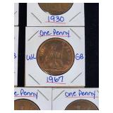 (10) Assorted UK Great Britian One-Penny Coins