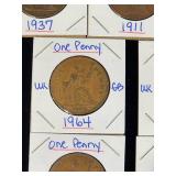 (10) Assorted UK Great Britian One-Penny Coins