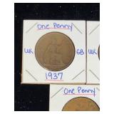(10) Assorted UK Great Britian One-Penny Coins