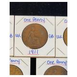 (10) Assorted UK Great Britian One-Penny Coins