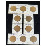 (10) Assorted UK Great Britian One-Penny Coins