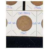 (10) Assorted UK Great Britian One-Penny Coins
